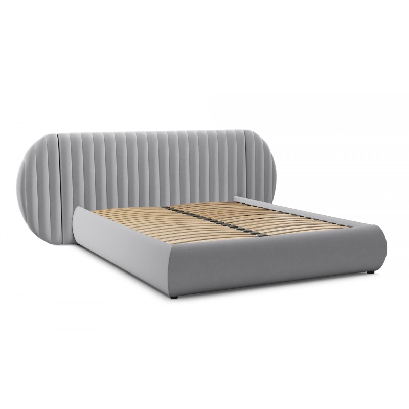 Łóżko sypialniane Galin 160x200 z pojemnikiem - szary welur Velluto 15 Łóżko sypialniane Galin 160x200 z pojemnikiem - szary welur Velluto 15