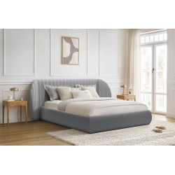 Łóżko sypialniane Galin 160x200 z pojemnikiem - szary welur Velluto 15 Łóżko sypialniane Galin 160x200 z pojemnikiem - szary welur Velluto 15