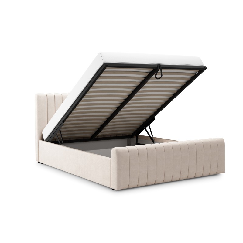 Łóżko sypialniane Nicole 160x200 z pojemnikiem - kremowy welwet hydrofobowy Salvador (SIC) 1 Łóżko sypialniane Nicole 160x200 z pojemnikiem - kremowy welwet hydrofobowy Salvador (SIC) 1