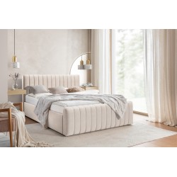 Łóżko sypialniane Nicole 160x200 z pojemnikiem - kremowy welwet hydrofobowy Salvador (SIC) 1 Łóżko sypialniane Nicole 160x200 z pojemnikiem - kremowy welwet hydrofobowy Salvador (SIC) 1
