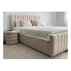 Łóżko sypialniane Nicole 160x200 z pojemnikiem - kremowy welwet hydrofobowy Salvador (SIC) 1 Łóżko sypialniane Nicole 160x200 z pojemnikiem - kremowy welwet hydrofobowy Salvador (SIC) 1