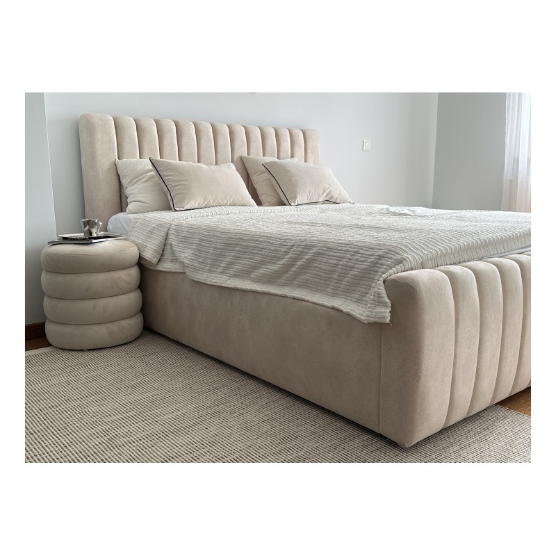 Łóżko sypialniane Nicole 160x200 z pojemnikiem - kremowy welwet hydrofobowy Salvador (SIC) 1 Łóżko sypialniane Nicole 160x200 z pojemnikiem - kremowy welwet hydrofobowy Salvador (SIC) 1