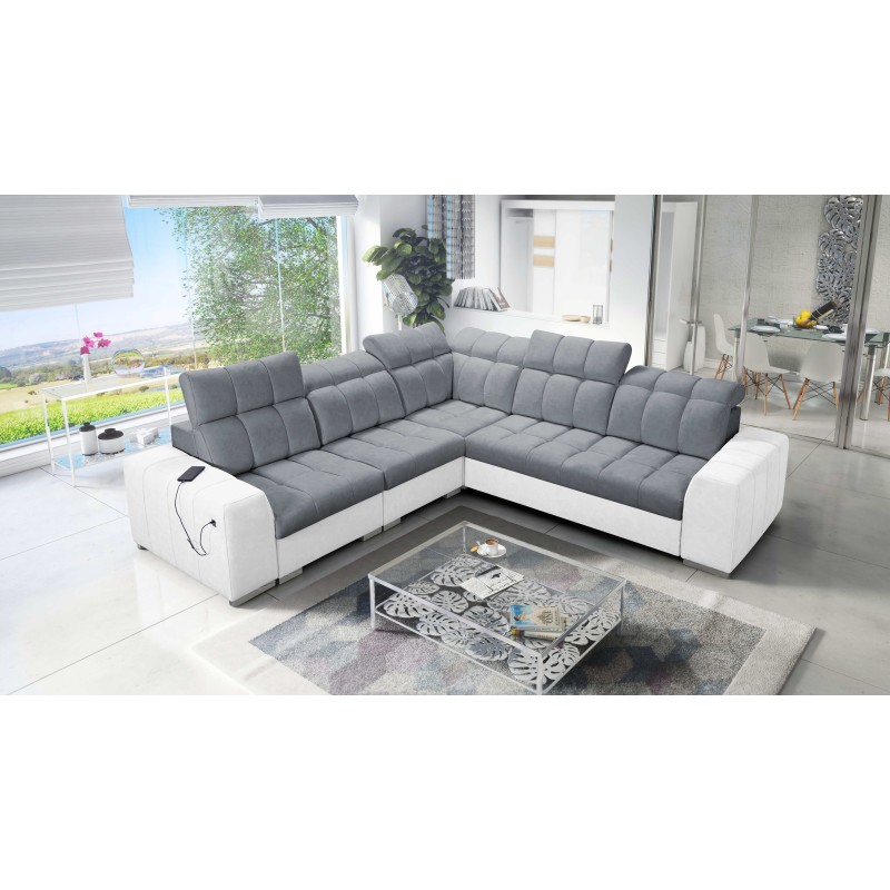 Prisma III corner sofa with sleeping function and USB port – comfort and style in one piece of furniture Prisma III corner sofa with sleeping function and USB port – comfort and style in one piece of furniture