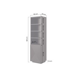Regał Asha 50 cm z ryflowanym frontem - kaszmir Regał Asha 50 cm z ryflowanym frontem - kaszmir