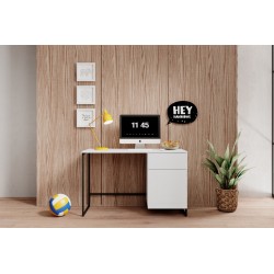 Biurko Asha 120 cm - biały mat, czarny stelaż Biurko Asha 120 cm - biały mat, czarny stelaż