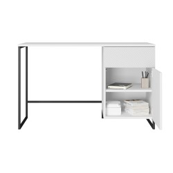 Biurko Asha 120 cm - biały mat, czarny stelaż Biurko Asha 120 cm - biały mat, czarny stelaż