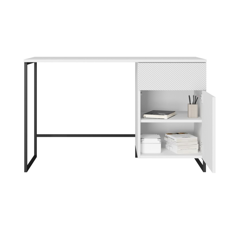 Biurko Asha 120 cm - biały mat, czarny stelaż Biurko Asha 120 cm - biały mat, czarny stelaż
