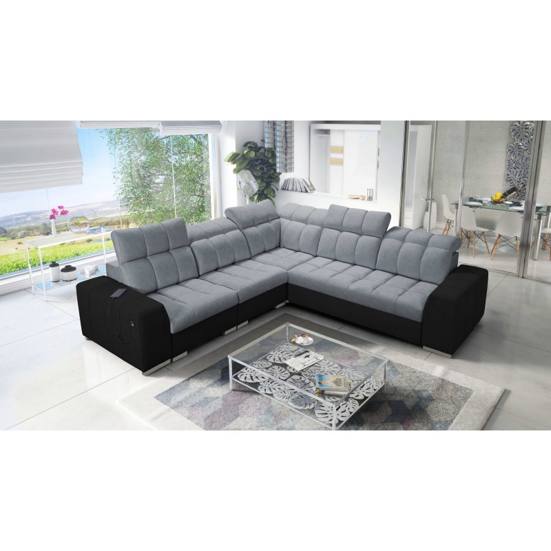 Prisma III corner sofa with sleeping function and USB port – comfort and style in one piece of furniture Prisma III corner sofa with sleeping function and USB port – comfort and style in one piece of furniture