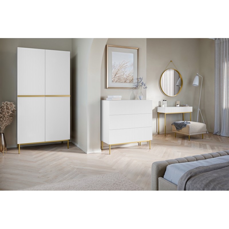 Szafa Nicole 100 cm - biały mat, złote nóżki Szafa Nicole 100 cm - biały mat, złote nóżki