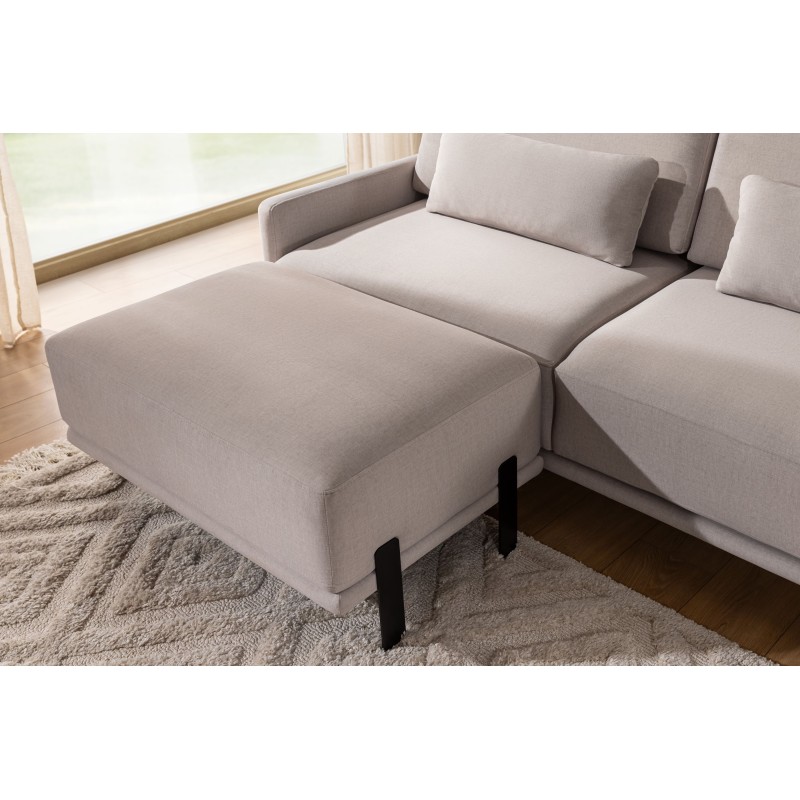 Pufa tapicerowana Meloria - elegancka beżowa tkanina