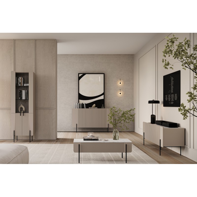 Komoda Malmi 150 cm - kaszmir / crema bianca / czarne nóżki Komoda Malmi 150 cm - kaszmir / crema bianca / czarne nóżki