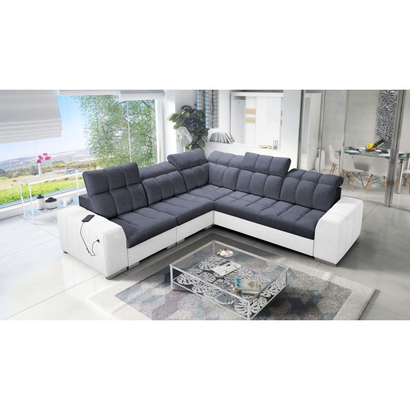 Prisma III corner sofa with sleeping function and USB port – comfort and style in one piece of furniture Prisma III corner sofa with sleeping function and USB port – comfort and style in one piece of furniture