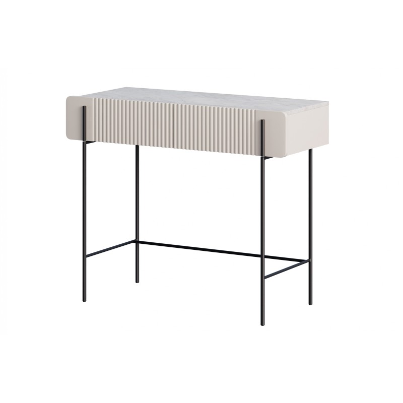 Toaletka Malmi 100 cm z szufladami - kaszmir / crema bianca / czarne nóżki