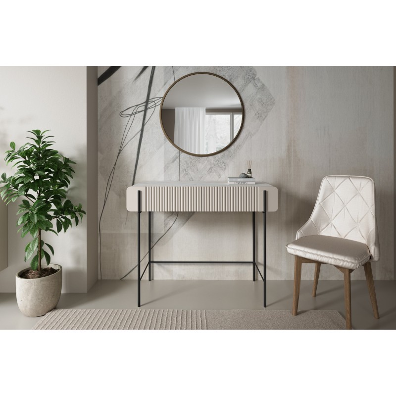 Toaletka Malmi 100 cm z szufladami - kaszmir / crema bianca / czarne nóżki Toaletka Malmi 100 cm z szufladami - kaszmir / crema bianca / czarne nóżki