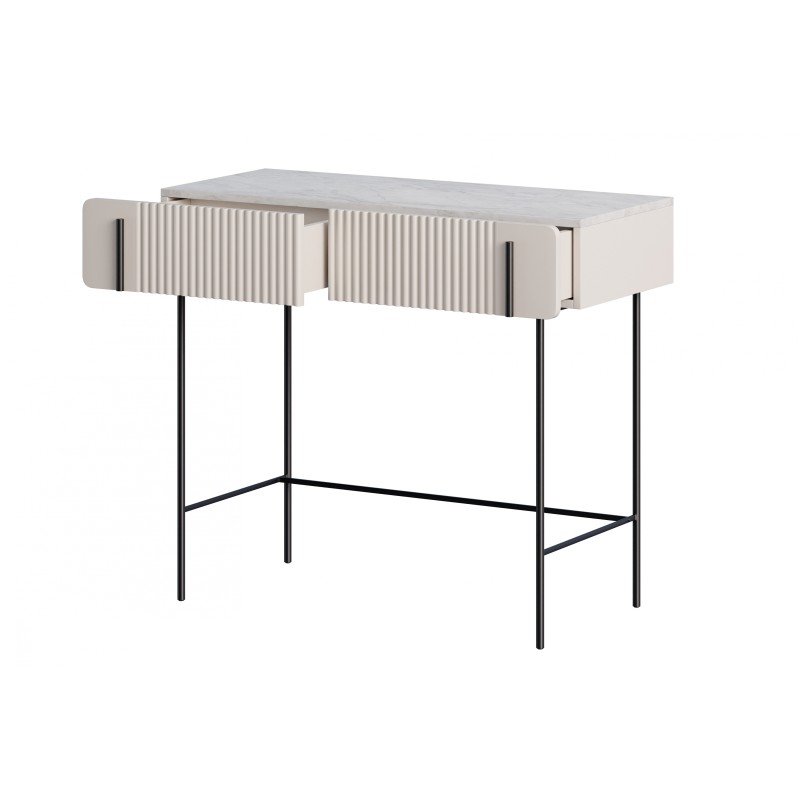 Toaletka Malmi 100 cm z szufladami - kaszmir / crema bianca / czarne nóżki Toaletka Malmi 100 cm z szufladami - kaszmir / crema bianca / czarne nóżki
