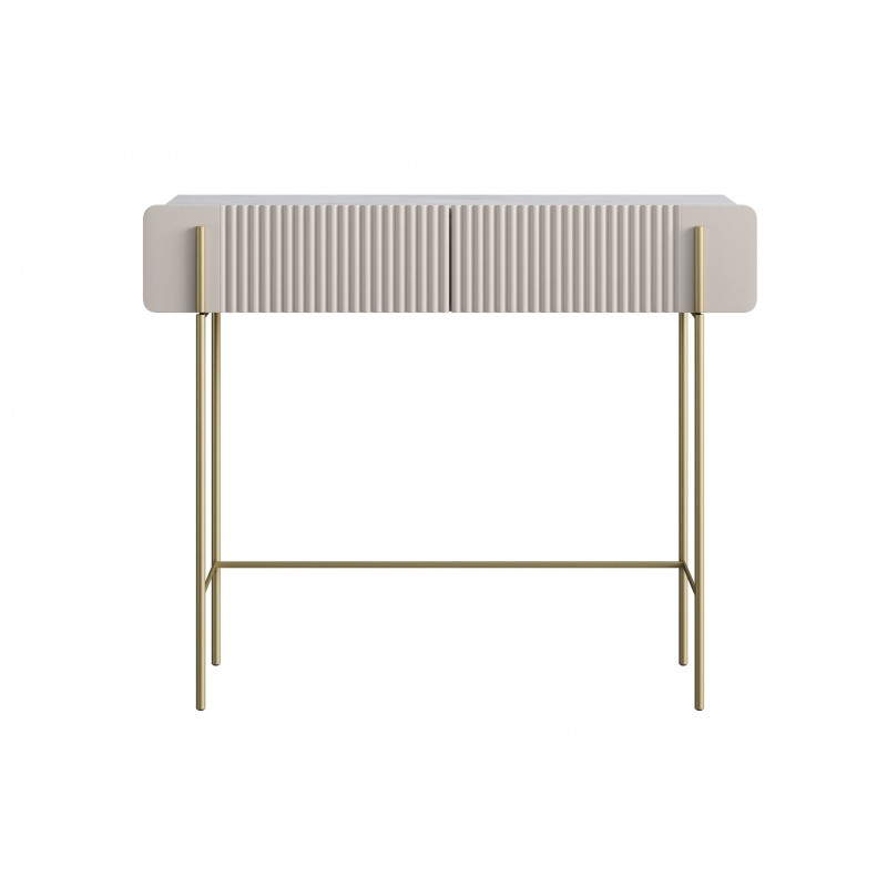 Toaletka Malmi 100 cm z szufladami - kaszmir / crema bianca / złote nóżki Toaletka Malmi 100 cm z szufladami - kaszmir / crema bianca / złote nóżki