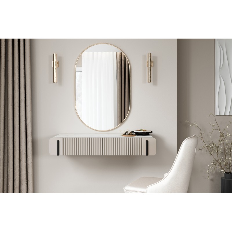 Toaletka Malmi 100 cm wisząca z szufladami - kaszmir / crema bianca / czarny Toaletka Malmi 100 cm wisząca z szufladami - kaszmir / crema bianca / czarny