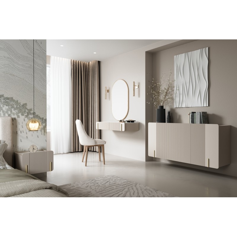 Toaletka Malmi 100 cm wisząca z szufladami - kaszmir / crema bianca / złoty Toaletka Malmi 100 cm wisząca z szufladami - kaszmir / crema bianca / złoty