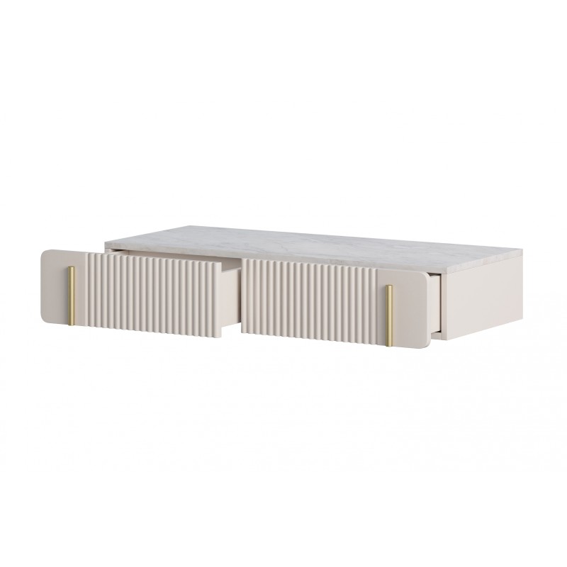 Toaletka Malmi 100 cm wisząca z szufladami - kaszmir / crema bianca / złoty Toaletka Malmi 100 cm wisząca z szufladami - kaszmir / crema bianca / złoty