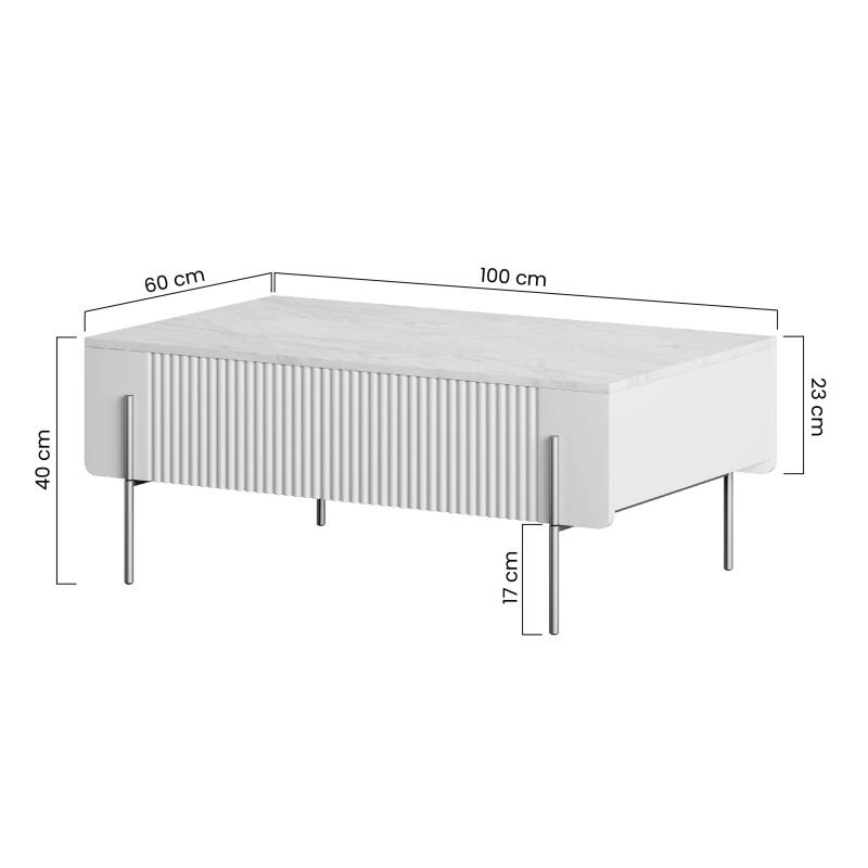 Stolik kawowy z szufladami Malmi 100 cm - kaszmir / crema bianca / czarne nóżki Stolik kawowy z szufladami Malmi 100 cm - kaszmir / crema bianca / czarne nóżki