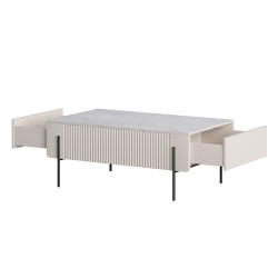 Stolik kawowy z szufladami Malmi 100 cm - kaszmir / crema bianca / czarne nóżki Stolik kawowy z szufladami Malmi 100 cm - kaszmir / crema bianca / czarne nóżki