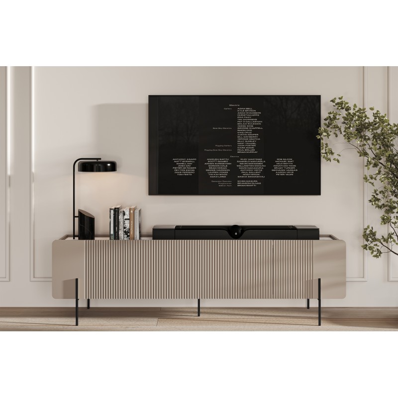 Szafka RTV Malmi 200 cm - kaszmir / crema bianca / czarne nóżki Szafka RTV Malmi 200 cm - kaszmir / crema bianca / czarne nóżki