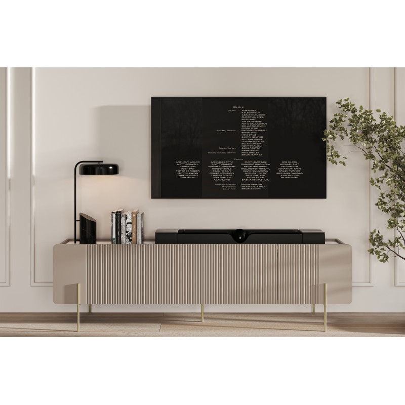 Szafka RTV Malmi 200 cm - kaszmir / crema bianca / złote nóżki Szafka RTV Malmi 200 cm - kaszmir / crema bianca / złote nóżki