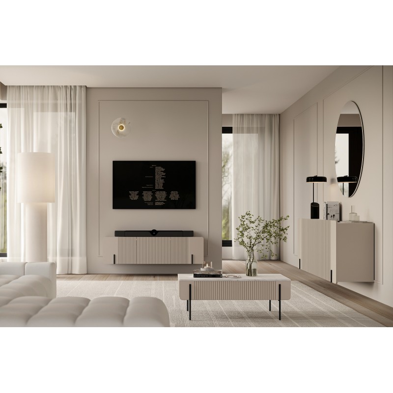 Szafka RTV Malmi 150 cm wisząca - kaszmir / crema bianca