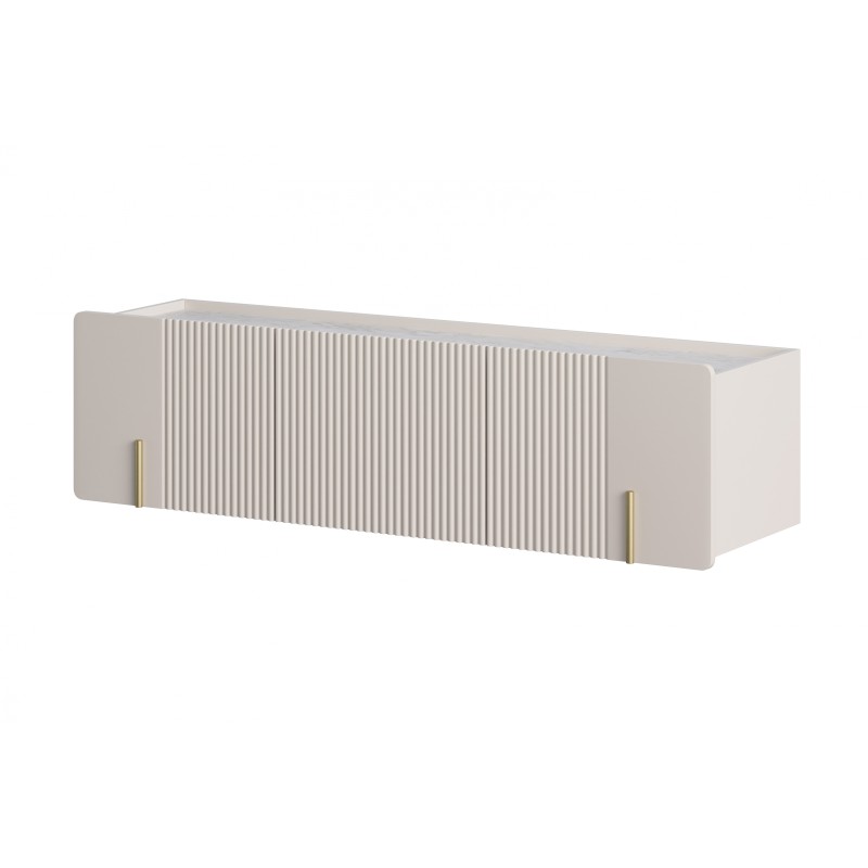 Szafka RTV Malmi 150 cm - kaszmir, crema bianca, złoty