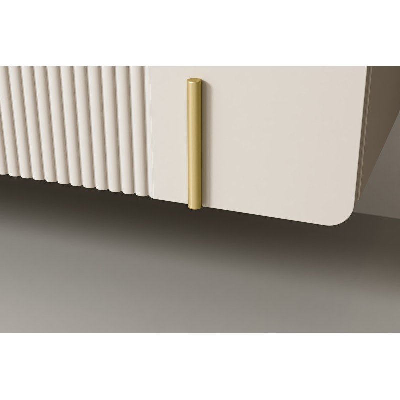 Szafka RTV Malmi 150 cm - kaszmir, crema bianca, złoty