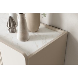 Szafka RTV Malmi 150 cm - kaszmir, crema bianca, złoty