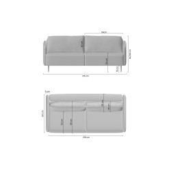 Kanapa z funkcją spania Naolia - czarna plecionka Magni 206.16 / złote nóżki