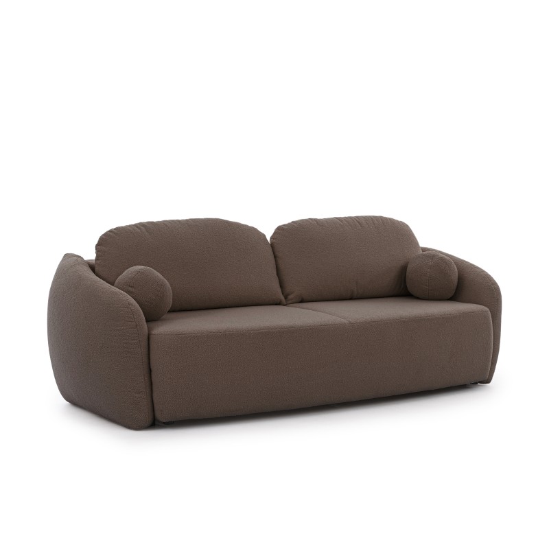 Kanapa Latina z funkcją spania - brązowa boucle Lambi 4