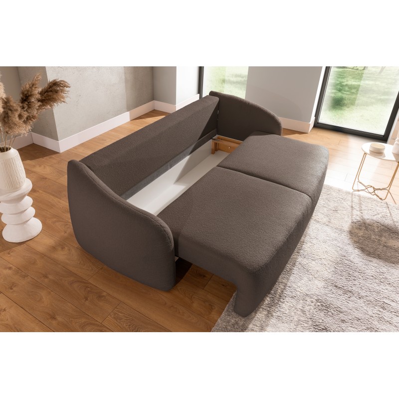 Kanapa Latina z funkcją spania - brązowa boucle Lambi 4