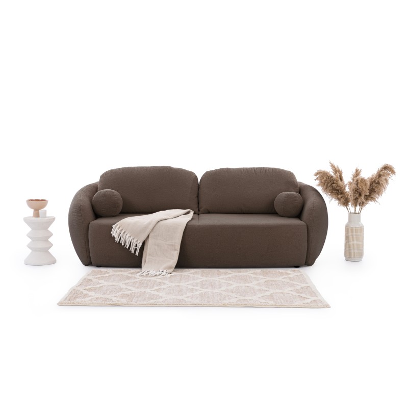 Kanapa Latina z funkcją spania - brązowa boucle Lambi 4