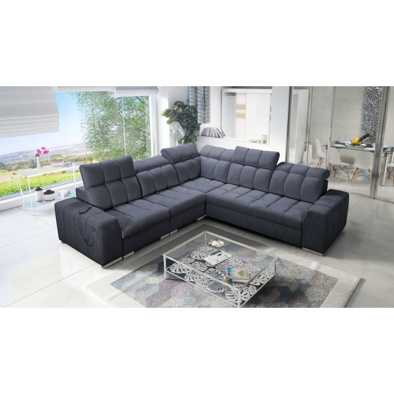 Prisma III corner sofa with sleeping function and USB port – comfort and style in one piece of furniture Prisma III corner sofa with sleeping function and USB port – comfort and style in one piece of furniture