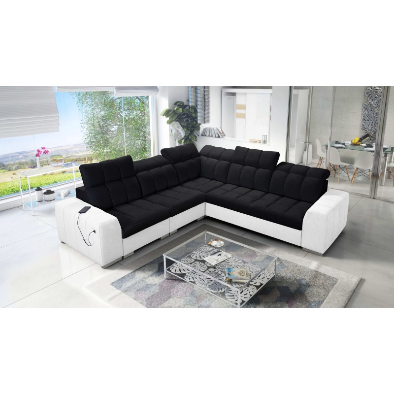 Prisma III corner sofa with sleeping function and USB port – comfort and style in one piece of furniture Prisma III corner sofa with sleeping function and USB port – comfort and style in one piece of furniture