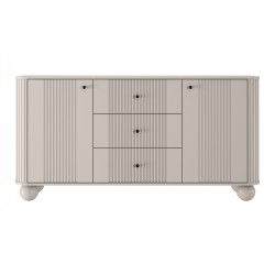 Komoda z szufladami Vesper 160 cm - kaszmir / czarne uchwyty / nogi kule Komoda z szufladami Vesper 160 cm - kaszmir / czarne uchwyty / nogi kule