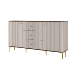 Komoda Vesper 160 cm - kaszmir, orzech, złote nogi