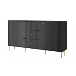 Komoda Vesper 160 cm - czarna z złotymi nogami