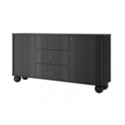 Komoda z szufladami Vesper 160 cm - czarna z złotymi