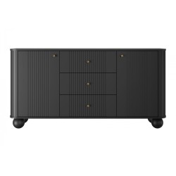 Komoda z szufladami Vesper 160 cm - czarny / złote uchwyty / nogi kule Komoda z szufladami Vesper 160 cm - czarny / złote uchwyty / nogi kule