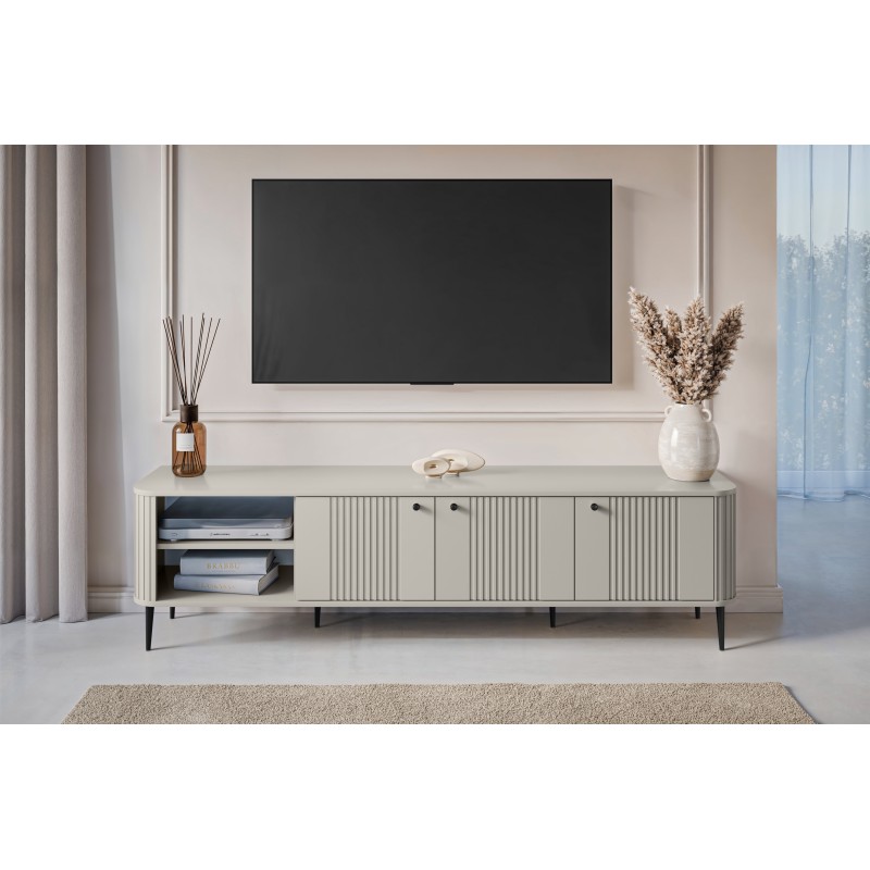 Szafka RTV Vesper 3D 187 cm - kaszmir / czarne nogi Szafka RTV Vesper 3D 187 cm - kaszmir / czarne nogi