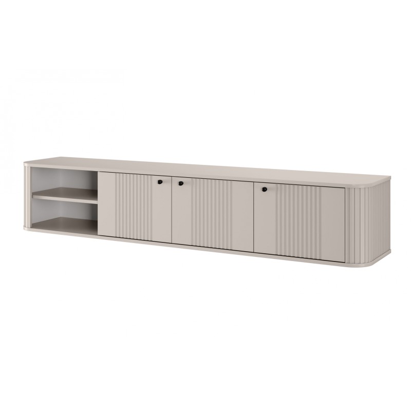 Szafka RTV wisząca Vesper 3D 187 cm - kaszmir/czarne uchwyty Szafka RTV wisząca Vesper 3D 187 cm - kaszmir/czarne uchwyty