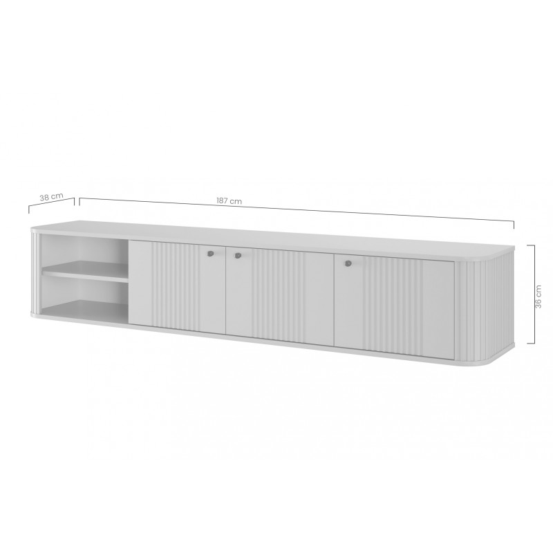 Szafka RTV wisząca Vesper 3D 187 cm - kaszmir/czarne uchwyty Szafka RTV wisząca Vesper 3D 187 cm - kaszmir/czarne uchwyty