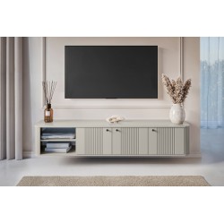 Szafka RTV wisząca Vesper 3D 187 cm - kaszmir/czarne uchwyty Szafka RTV wisząca Vesper 3D 187 cm - kaszmir/czarne uchwyty