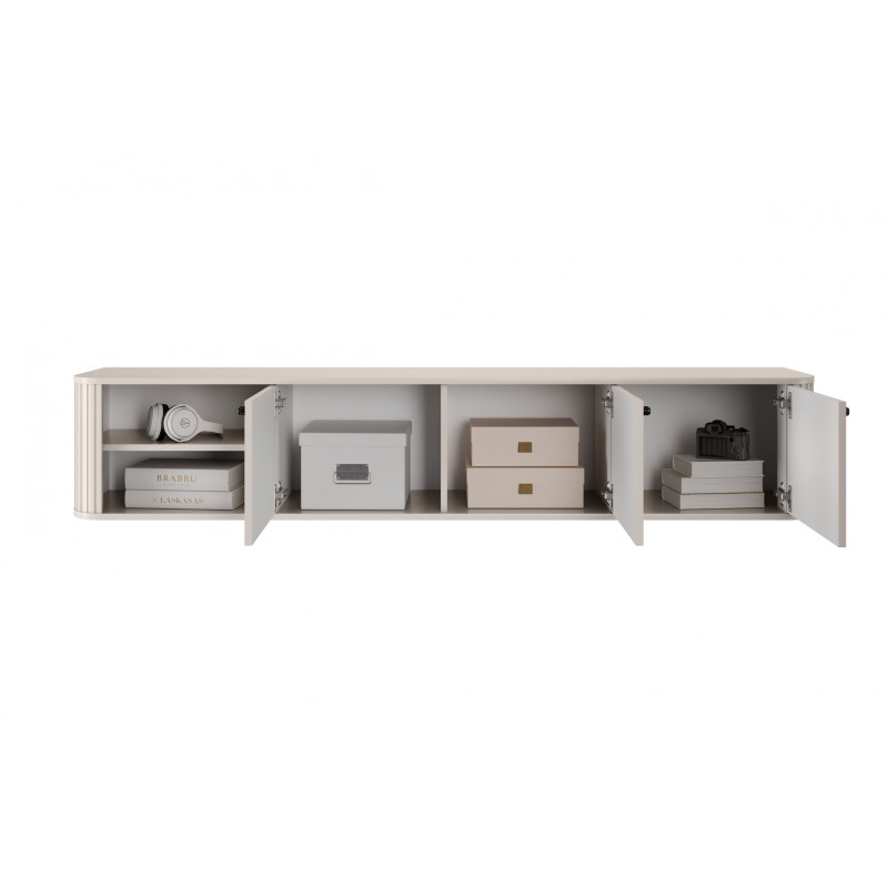 Szafka RTV wisząca Vesper 3D 187 cm - kaszmir/czarne uchwyty Szafka RTV wisząca Vesper 3D 187 cm - kaszmir/czarne uchwyty