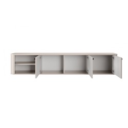 Szafka RTV wisząca Vesper 3D 187 cm - kaszmir/czarne uchwyty Szafka RTV wisząca Vesper 3D 187 cm - kaszmir/czarne uchwyty
