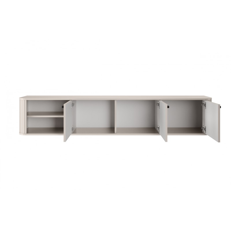 Szafka RTV wisząca Vesper 3D 187 cm - kaszmir/czarne uchwyty Szafka RTV wisząca Vesper 3D 187 cm - kaszmir/czarne uchwyty