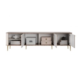 Szafka RTV Vesper 3D 187 cm - kaszmir / orzech / złote nogi Szafka RTV Vesper 3D 187 cm - kaszmir / orzech / złote nogi